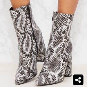 Snakeskin booties